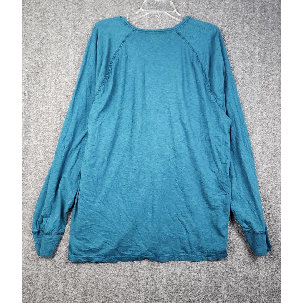 American Eagle Long Sleeve T-Shirt‎ Women XXL Teal Blue AE Legend Slub Cotton